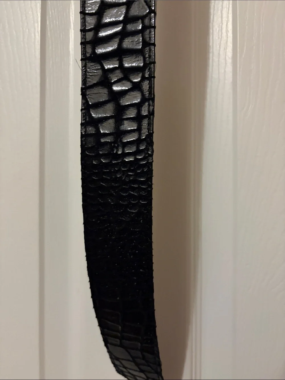 Black Croc-Embossed Faux Belt
